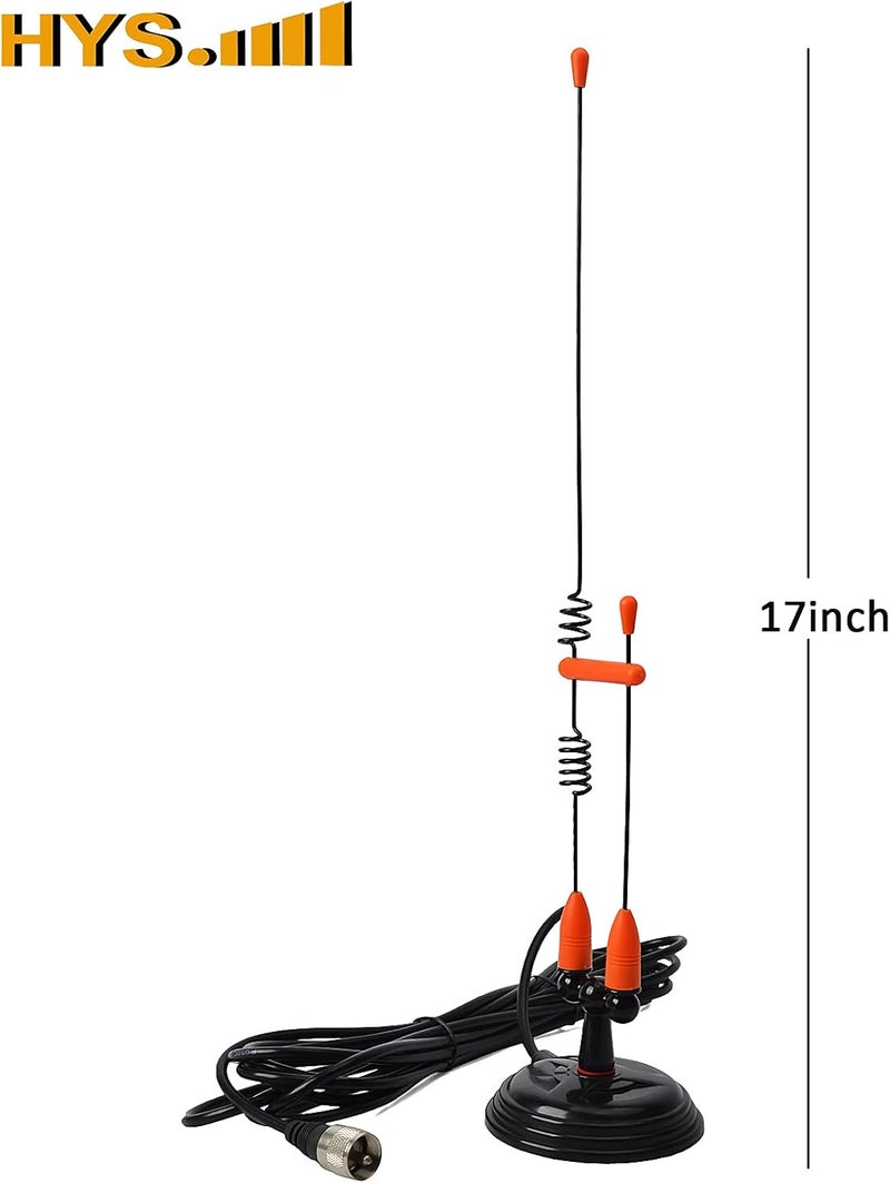 HYS Amateur Antennas Dual-Band VHF 144/UHF 430MHz Magnetic Base Mobile Antenna W/13 ft RG58 Coax Cable UHF-male/PL259 for Motorola Kenwood Midland SO239 Mobile Radios (Orange&Black) - Image 3